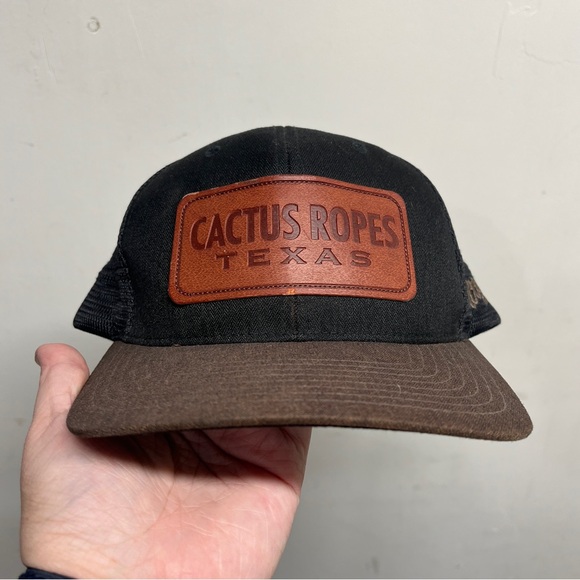 Cactus Ropes Texas Patch Hat Cap Snapback Hooey Black Brown Trucker Western - Picture 1 of 5